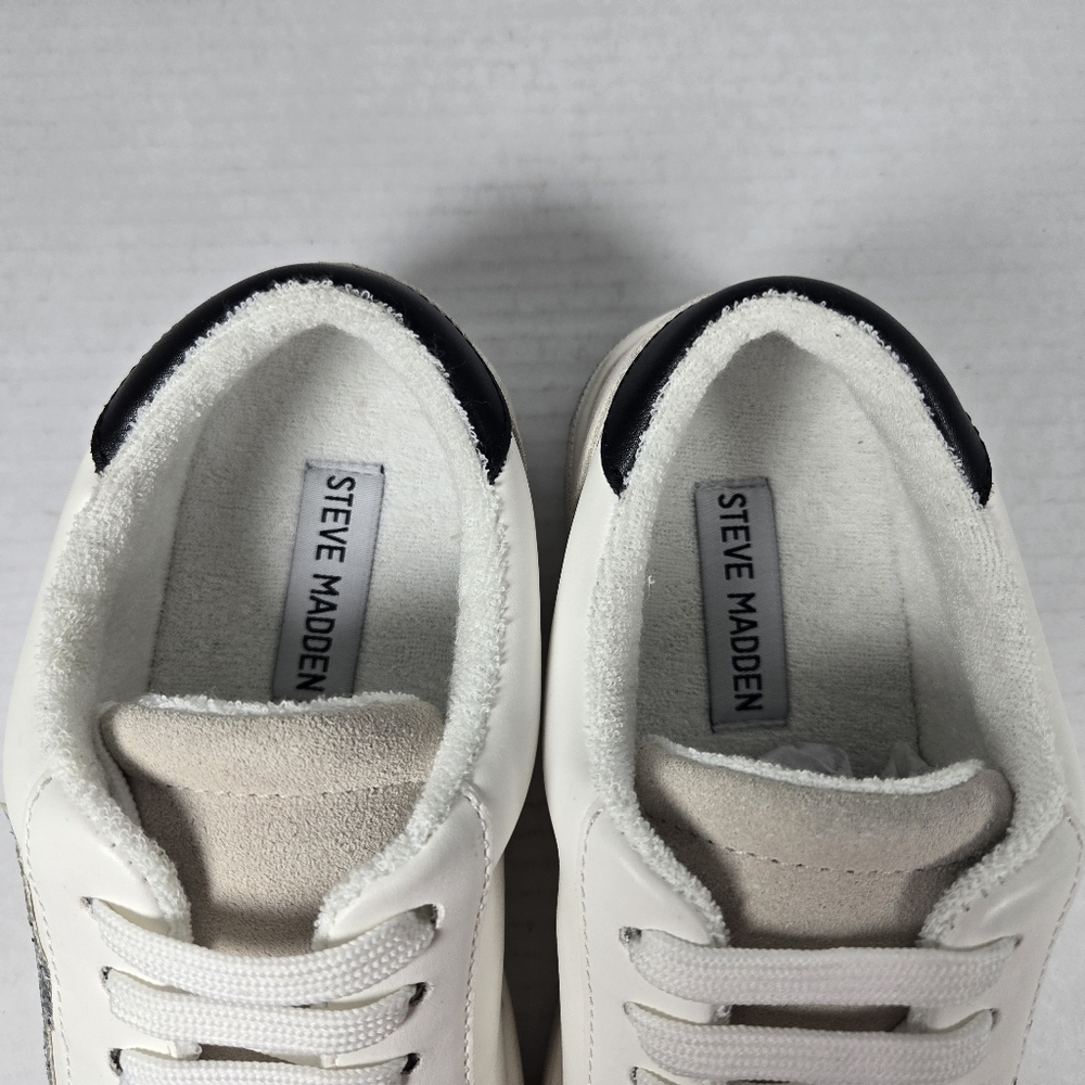 Steve Madden Rezume Silver Glitter Star Sneakers with Suede  Size Women's 7 - Picture 8 of 11